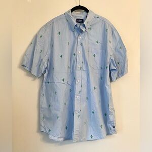 Chaps Men’s Cactus Print Light Blue button down 100% cotton